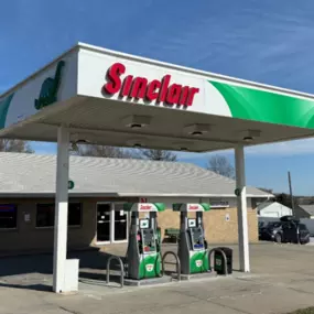Sinclair gas station fueling island.