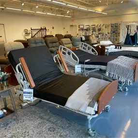 Reclining lift chairs and medical beds from top brands like Golden Technologies and Drive Medical — available for purchase or rent.