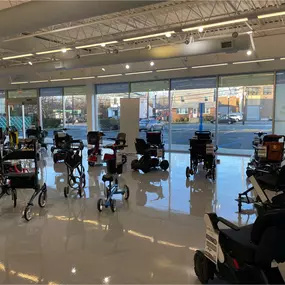 Open floor design makes it easy to browse our full selection of medical equipment, from scooters to hospital beds and accessories.
