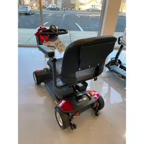 Rear view of a pride mobility scooter available for rent or purchase at Medfirst Homecare in Elmwood Park, NJ.