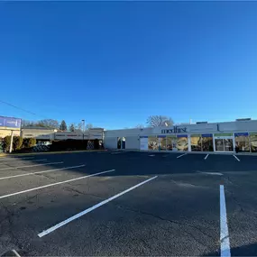 Street-facing view of Medfirst Homecare's full facility, highlighting one of the largest medical supply showrooms in the Bergen County area.