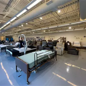 Spacious showroom stocked with mobility scooters, wheelchairs, and lift chairs — available for same-day delivery in NJ and NYC.