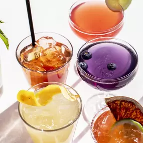 A variety of colorful cocktails at the Secret Garden Bar