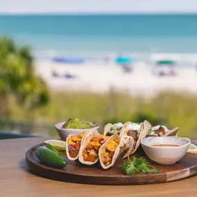 Taco plate on display at Reel Food & Drink