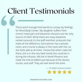 Mind Body Centers Testimonial JP from Gilbert Arizona