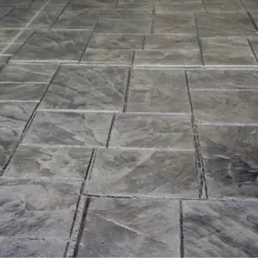 Decorative concrete patio project close up of stamped concrete