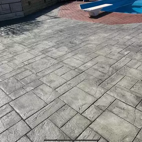 Stamped concrete pool deck