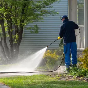Exterior concrete power washing