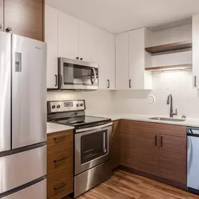 Modern kitchen with stainless steel appliances