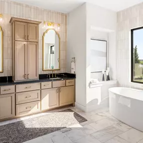 Spa-inspired primary bathrooms