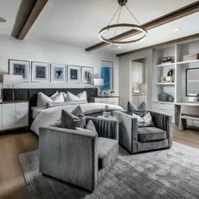 Secluded primary bedroom suites offer a relaxing retreat