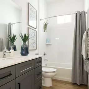 a bathroom with a sink and a toilet and a shower