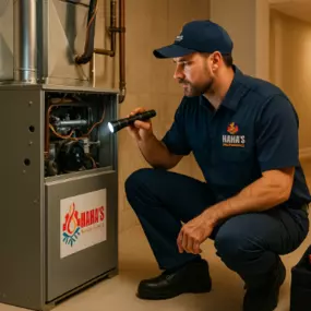 technician inspecting unit with flashlight in kansas city, mo