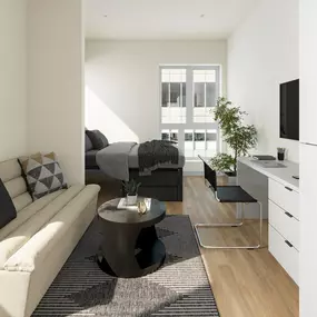 Fully furnished studio, move right in
