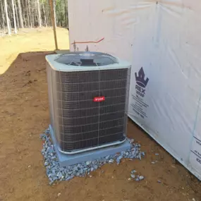New Bryant air conditioning unit installation by Dependable HVAC for a home build project in Mount Gilead, NC. Expert cooling system services for new construction.