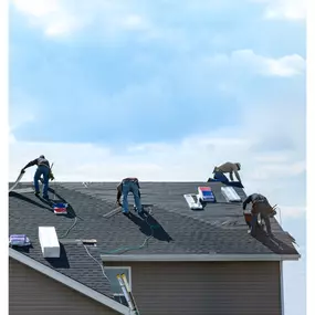 Experienced roofing contractors from Summit City Roofing completing a full roof replacement using safe and efficient techniques for residential properties in the Fort Wayne area.