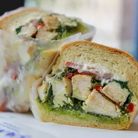Chicken Pesto Burrata Sandwich On Sandwell's Fresh Baked Bread in Gramercy Park