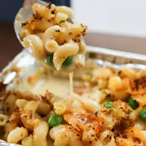 Delicious Homemade Mac and Cheese and Peas at Sandwell at Gramercy Park