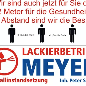 Wir sind Abstand sind wir die Besten!
2 Meter Abstand für die Gesundheit!