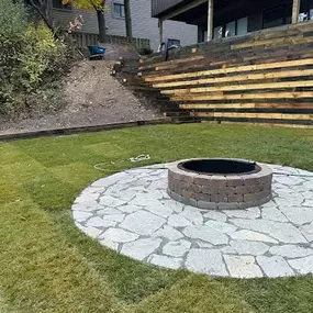 A beautiful retaining wall and firepit setup in Saint Charles, IL