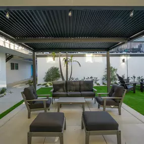 pergola with seating area