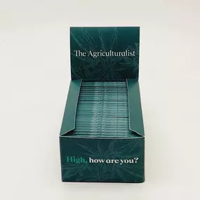 Display box of branded merchandise at The Agriculturalist Dispensary