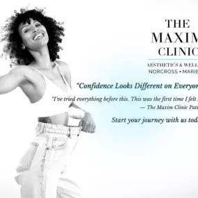 Black-and-white hero graphic used in our campaigns; showcases TMC’s quiet-luxury brand voice and body-confidence outcomes for women 18-34.