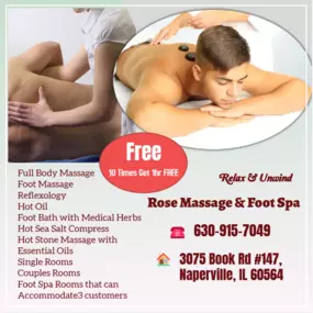 The full body massage targets all the major areas of the body that are most subject to strain and
discomfort including the neck, back, arms, legs, and feet. 
If you need an area of the body that you feel needs extra consideration, 
such as an extra sore neck or back, feel free to make your massage therapist aware and
they will be more than willing to accommodate you.