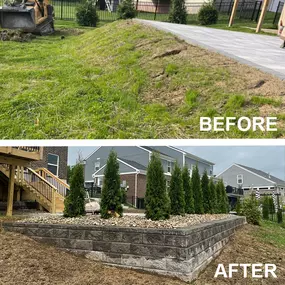 Removing or pruning trees is not the only work we do. We also do hardscapes. This Before & After shows a retaining wall project we did last summer on the Eastside of Cincinnati. It's just one example of the different hardscape projects we can do. If you have an outdoor hardscape project that needs tackled, let us know. Visit our website to see out other services.