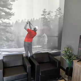 Relax in the comfortable lobby and watch some sports