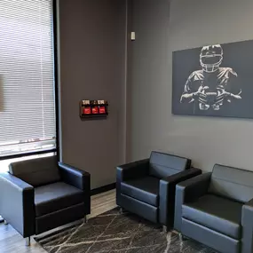 Relax in the comfortable lobby and watch some sports
