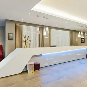 Front desk and seating area