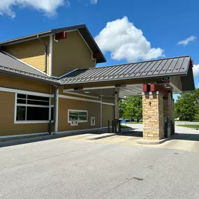 View of multi-lane drive-thru and ATM at United Federal Credit Union's Edison Lakes branch