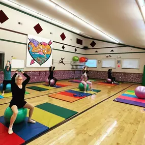 This Friday we worked hard with Adult Ballet trying some ball workout and floor barre building strength for ballet classes!