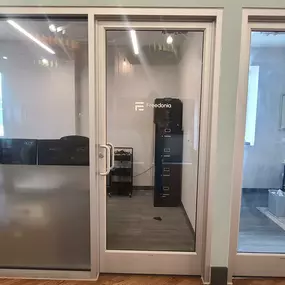 The Freedonia Group Market Research Company offices with Logo on Door