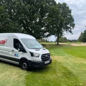 Reliable Drainage Services
At Draintech Services Midlands, we go where we’re needed—whether it’s residential, commercial, or even specialist environments like golf courses. Pictured here is our fully equipped service van on-site at a local golf course, ready to provide expert drainage solutions.