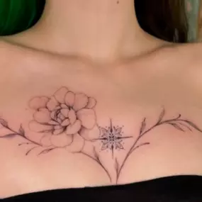 Chest Flower Tattoo