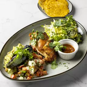 signature taco platter, rotisserie chicken, house made tortillas