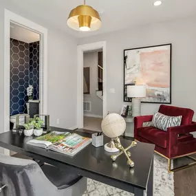 Private first-floor bedroom is ideal for guests or a home office