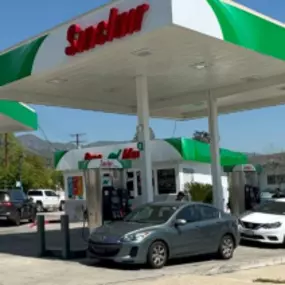 Sinclair gas station fueling island