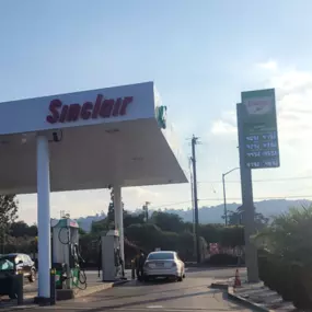 Sinclair gas station fueling island.