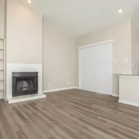 interior living room hardwood floors fireplace counter