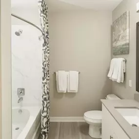 Secondary bathroom with garden bathtub at Camden Clearwater apartments in Clearwater, FL