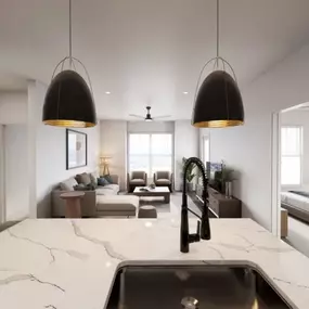 Kitchen and living room