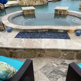 Pool with spa and fire pit