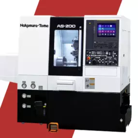 The Nakamura-Tome AS-200 is a high-performance CNC lathe equipped with a powerful milling drive, high-speed C-axis, and Y-axis stroke of 3.22 inches, ideal for eliminating secondary operations and boosting part precision.