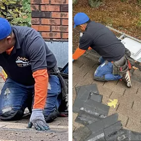 My Way Construction crew repairing roof in Morris Plains, NJ