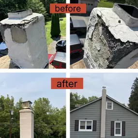 before and after chimney rebuild in Bergen County NJ