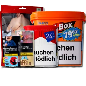 Hochwertige Tabakprodukte für jeden Geschmack – entdecken Sie unsere große Auswahl an Feinschnitt, Volumentabak, Tabakdosen und mehr.