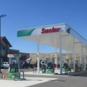 Sinclair gas station fueling island
